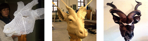 Bild der Entstehung der Maske für Kaikobat aus: 'Die Frau ohne Schatten' 